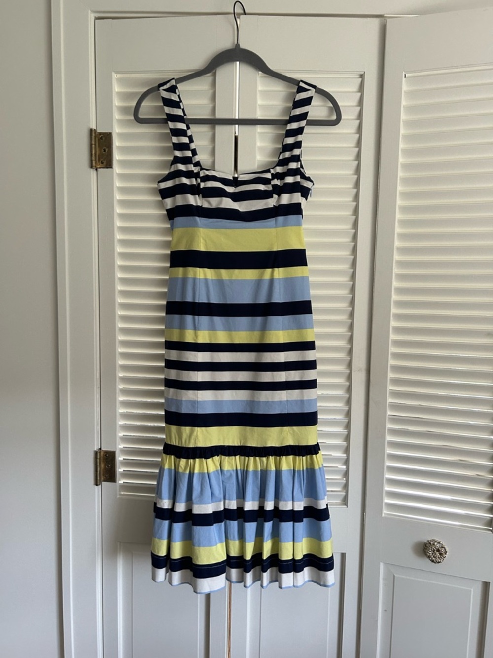 Anthropologie Maeve Sleeveless Square-Neck Flutter-Hem Midi Dress XXS Striped - Picture 3 of 8